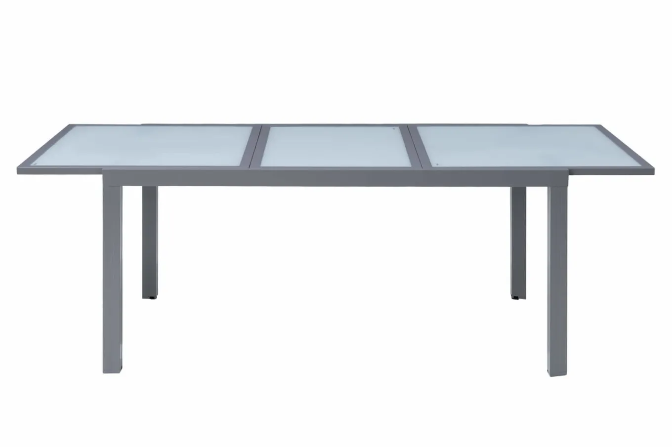 Sale Sylvania Ausziehtisch, silber/weiß, Alu/Sicherheitsglas, 160/220x90 cm, Flügelmechanismus Gartentische