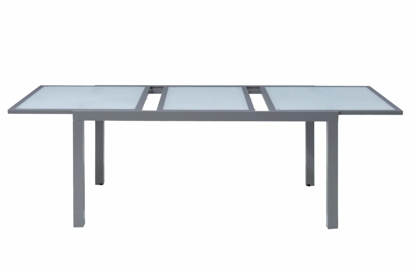 Sale Sylvania Ausziehtisch, silber/weiß, Alu/Sicherheitsglas, 160/220x90 cm, Flügelmechanismus Gartentische