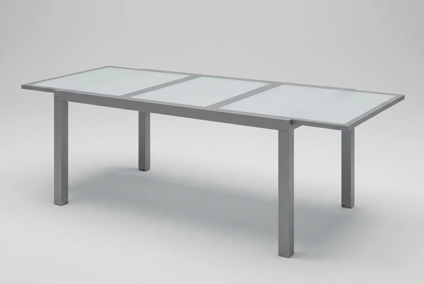 Sale Sylvania Ausziehtisch, silber/weiß, Alu/Sicherheitsglas, 160/220x90 cm, Flügelmechanismus Gartentische