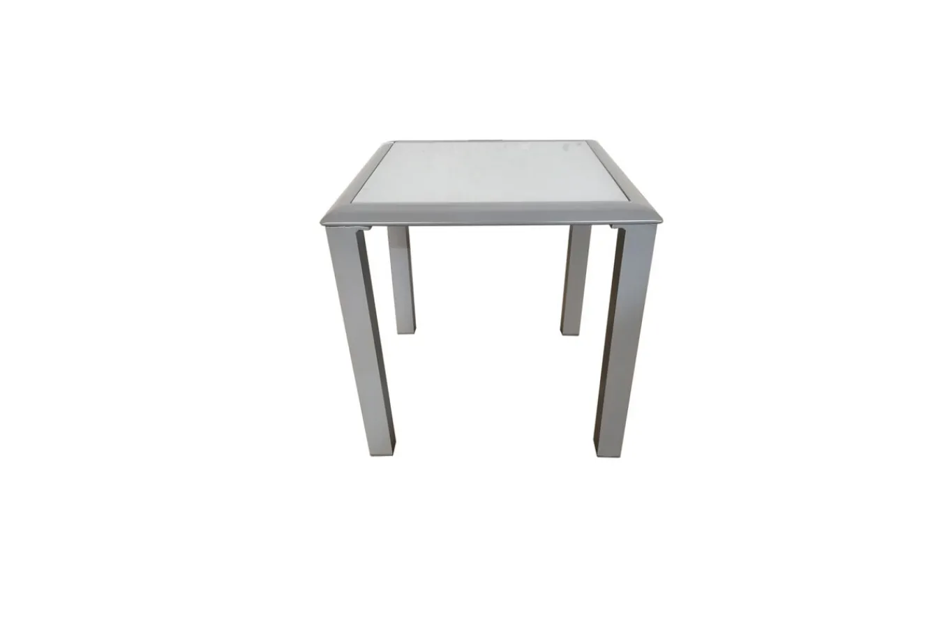 Sylvania Beistelltisch, silber/weiß, Aluminium/Sicherheitsglas, 45 x 45 x 45 cm Gartentische
