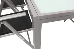 Best Sylvania Garten-Essgruppe, 6 Personen, ausziehbarer Tisch 160–220 cm, Aluminium/Textil Garten-Essgruppen