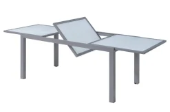 Best Sylvania Garten-Essgruppe, 6 Personen, ausziehbarer Tisch 160–220 cm, Aluminium/Textil Garten-Essgruppen