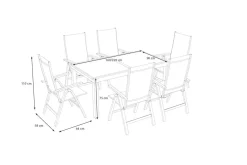 Best Sylvania Garten-Essgruppe mit 6 Klappstühlen, silber/anthrazit, Aluminium/Glas, inkl. Eukalyptus-Armlehnen, ausziehbarer Tisch 160/220 x 90 cm, FSC®-zertifiziertes Produkt Garten-Essgruppen