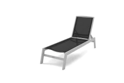 Hot Sylvania Gartenliege, silber/schwarz, Alu/Textil, 198 x 60 x 32 cm, verstellbar Gartenliegen