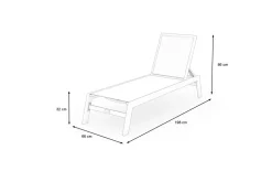 Hot Sylvania Gartenliege, silber/schwarz, Alu/Textil, 198 x 60 x 32 cm, verstellbar Gartenliegen