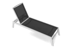 Hot Sylvania Gartenliege, silber/schwarz, Alu/Textil, 198 x 60 x 32 cm, verstellbar Gartenliegen