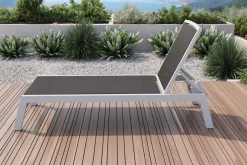 Hot Sylvania Gartenliege, silber/schwarz, Alu/Textil, 198 x 60 x 32 cm, verstellbar Gartenliegen