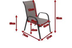 Outlet Sylvania Gartenstuhl, anthrazit/grau, Aluminium/Textil, 75 x 57 x 95 cm, stapelbar Aluminium-Gartenmöbel|Gartenstühle & Gartensessel