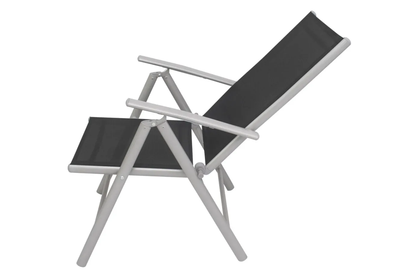 Hot Sylvania Klappstuhl, silber/schwarz, Aluminium/Textil, 68 x 56 x 107 cm, klappbar Aluminium-Gartenmöbel|Gartenstühle & Gartensessel