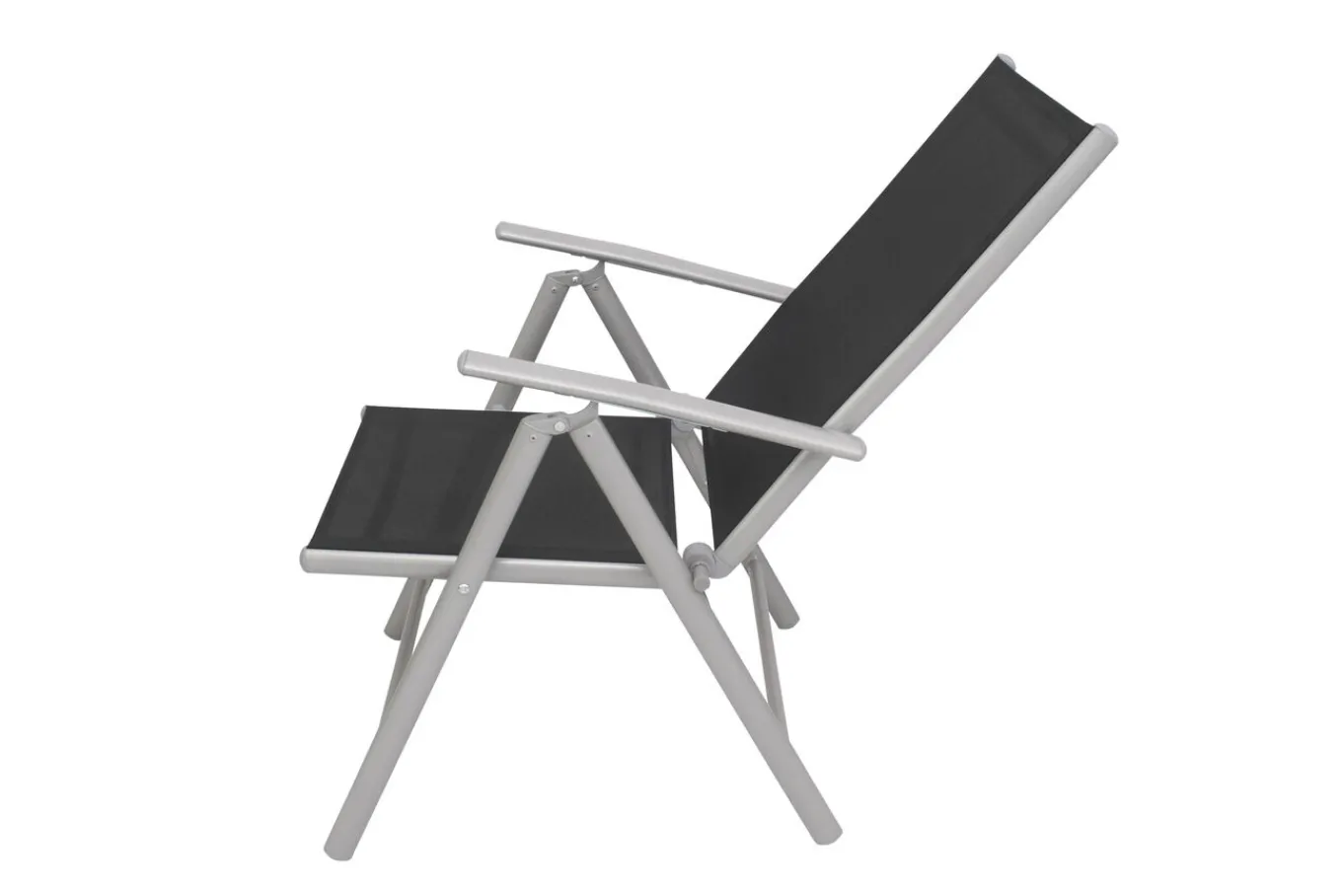 Hot Sylvania Klappstuhl, silber/schwarz, Aluminium/Textil, 68 x 56 x 107 cm, klappbar Aluminium-Gartenmöbel|Gartenstühle & Gartensessel