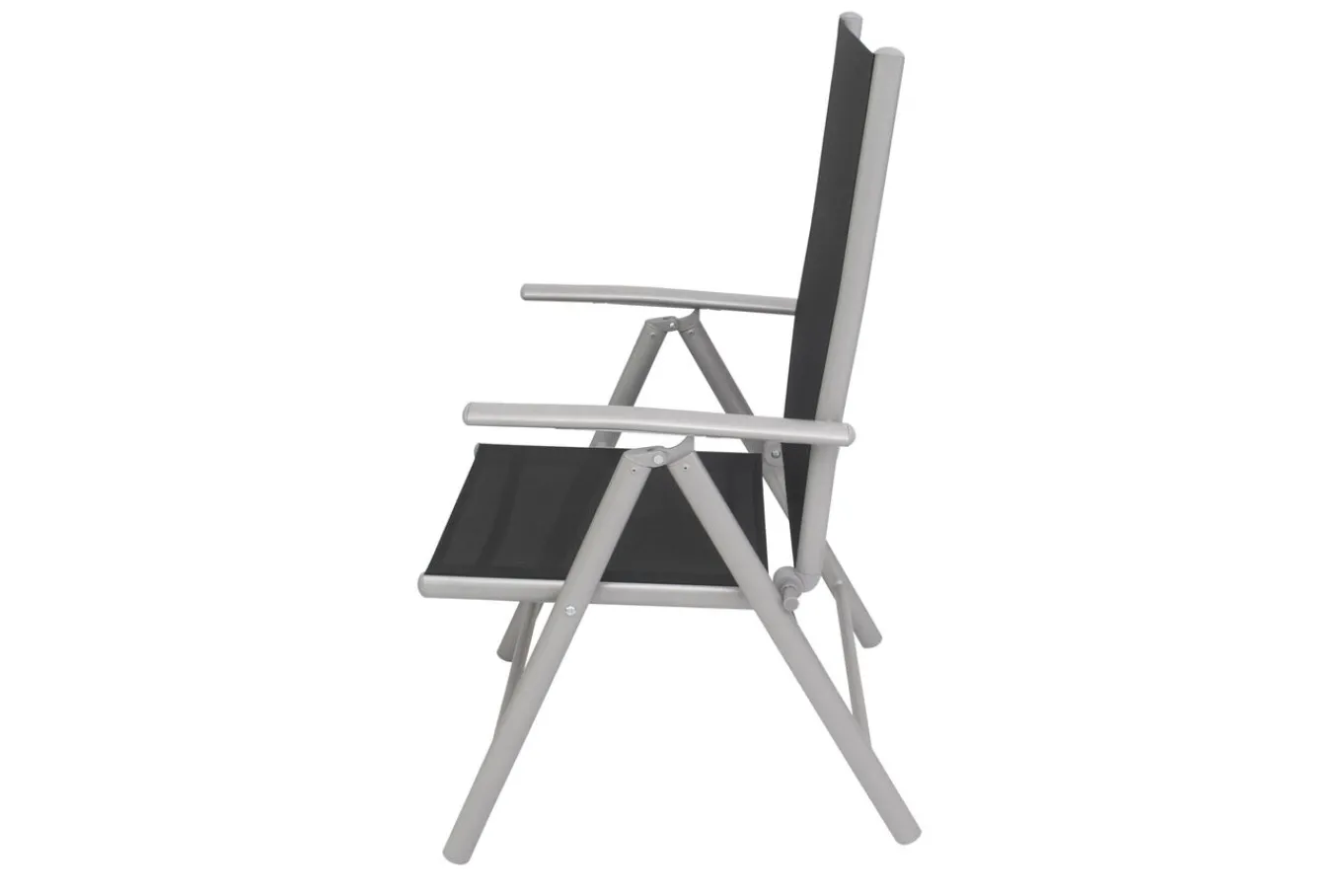 Hot Sylvania Klappstuhl, silber/schwarz, Aluminium/Textil, 68 x 56 x 107 cm, klappbar Aluminium-Gartenmöbel|Gartenstühle & Gartensessel