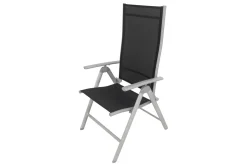 Best Sylvania Klappstuhl, silber/schwarz, Aluminium/Textil, 67 x 58 x 113 cm, klappbar Gartenstühle & Gartensessel