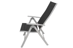 Best Sylvania Klappstuhl, silber/schwarz, Aluminium/Textil, 67 x 58 x 113 cm, klappbar Gartenstühle & Gartensessel