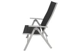 Best Sylvania Klappstuhl, silber/schwarz, Aluminium/Textil, 67 x 58 x 113 cm, klappbar Gartenstühle & Gartensessel