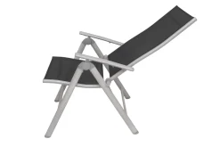 Best Sylvania Klappstuhl, silber/schwarz, Aluminium/Textil, 67 x 58 x 113 cm, klappbar Gartenstühle & Gartensessel