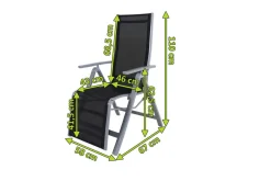 Sylvania Relaxsessel, silber/schwarz, Alu/Textilene, 67 x 58 x 110 cm, klappbar Aluminium-Gartenmöbel|Gartenstühle & Gartensessel