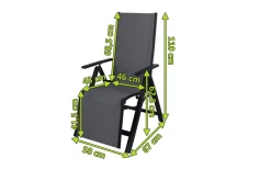 Best Sylvania Relaxsessel, anthrazit/grau, Alu/Textilene, 67 x 58 x 110 cm, klappbar Aluminium-Gartenmöbel|Gartenstühle & Gartensessel