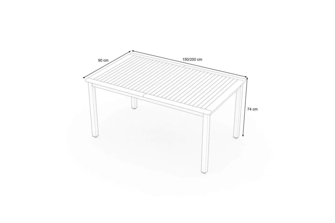 Best Tasmania Ausziehtisch, silber, Alu/Eukalyptus, 150 / 200 x 90 cm, ausziehbar, hohe Belastbarkeit, FSC®-zertifiziertes Produkt Gartentische|Aluminium-Gartenmöbel