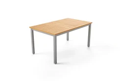 Best Tasmania Ausziehtisch, silber, Alu/Eukalyptus, 150 / 200 x 90 cm, ausziehbar, hohe Belastbarkeit, FSC®-zertifiziertes Produkt Gartentische|Aluminium-Gartenmöbel