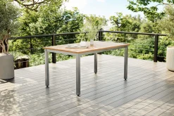 Best Tasmania Ausziehtisch, silber, Alu/Eukalyptus, 150 / 200 x 90 cm, ausziehbar, hohe Belastbarkeit, FSC®-zertifiziertes Produkt Gartentische|Aluminium-Gartenmöbel
