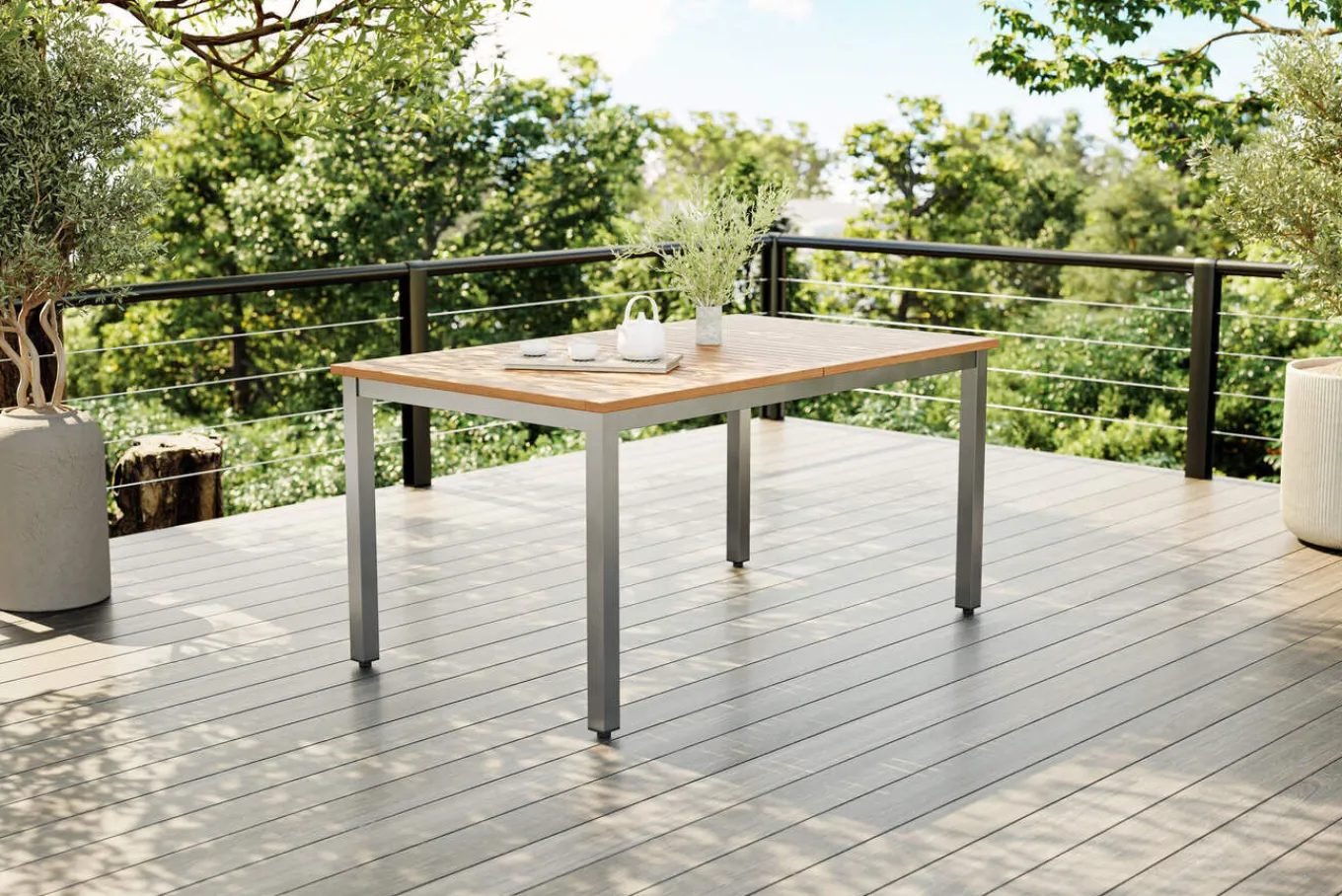 Best Tasmania Ausziehtisch, silber, Alu/Eukalyptus, 150 / 200 x 90 cm, ausziehbar, hohe Belastbarkeit, FSC®-zertifiziertes Produkt Gartentische|Aluminium-Gartenmöbel