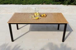 Best Tasmania Esstisch, anthrazit/naturbelassen, Alu/Eukalyptus, 180 x 90 cm, FSC®-zertifiziertes Produkt Gartentische|Aluminium-Gartenmöbel