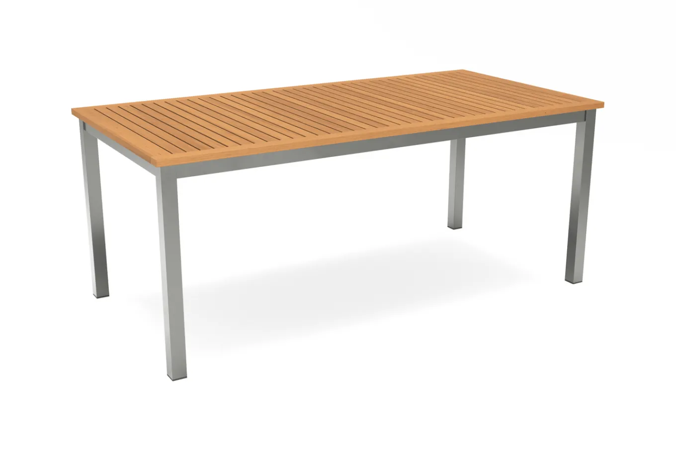Outlet Tasmania Esstisch, Silber/Natural, Aluminium/Eukalyptus, 180 x 90 cm, hohe Belastbarkeit, korrosionsbeständig, witterungsbeständig, robust, FSC®-zertifiziertes Produkt Gartentische|Aluminium-Gartenmöbel