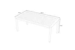 Outlet Tasmania Esstisch, Silber/Natural, Aluminium/Eukalyptus, 180 x 90 cm, hohe Belastbarkeit, korrosionsbeständig, witterungsbeständig, robust, FSC®-zertifiziertes Produkt Gartentische|Aluminium-Gartenmöbel