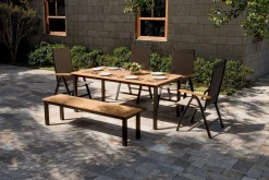 Best Tasmania Garten-Essgruppe mit Bank und 4 Klappstühlen, anthrazit/natur, Aluminium/Eukalyptus, Tischplatte 180 x 90 cm, FSC®-zertifiziertes Produkt Garten-Essgruppen|Aluminium-Gartenmöbel