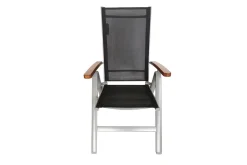Sale Tasmania Garten-Essgruppe mit 6 Klappstühlen, silber, Alu / Eukalyptus / Textilene, Tisch 180 x 90 cm, FSC®-zertifiziertes Produkt Garten-Essgruppen|Aluminium-Gartenmöbel