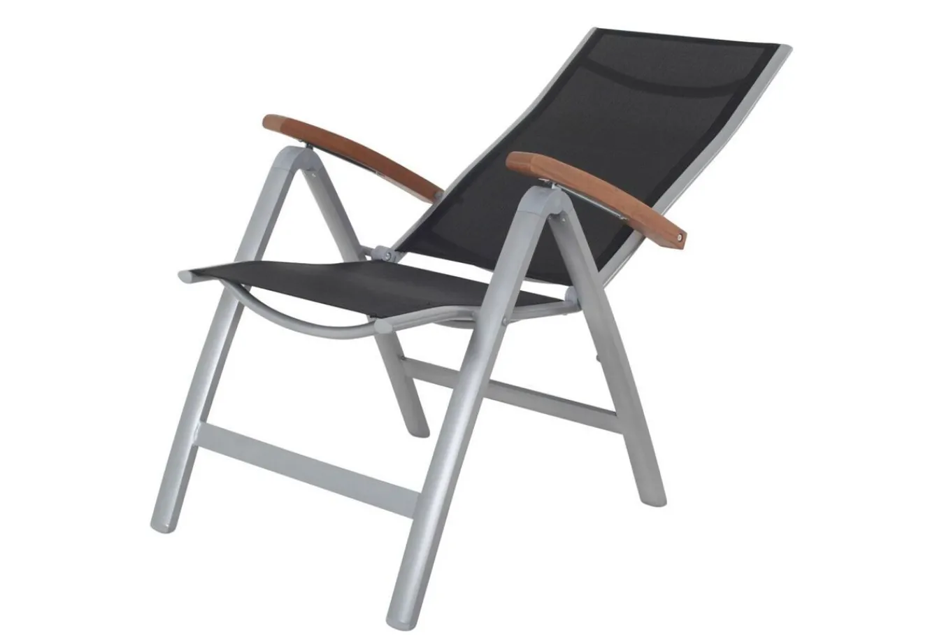 Online Victoria Klappstuhl, silber/schwarz, Alu/Textilene, 64 x 58 x 110 cm, zertifiziertes Material, FSC®-zertifiziertes Produkt Aluminium-Gartenmöbel|Gartenstühle & Gartensessel