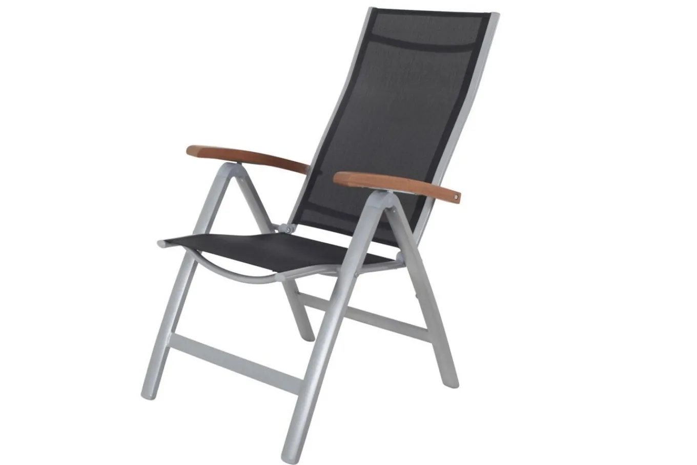 Online Victoria Klappstuhl, silber/schwarz, Alu/Textilene, 64 x 58 x 110 cm, zertifiziertes Material, FSC®-zertifiziertes Produkt Aluminium-Gartenmöbel|Gartenstühle & Gartensessel