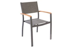 New Victoria Stapelsessel, anthrazit/grau, Alu/Textilene/Akazie, Hohe Belastbarkeit, zertifiziertes Material, FSC®-zertifiziertes Produkt Gartenstühle & Gartensessel
