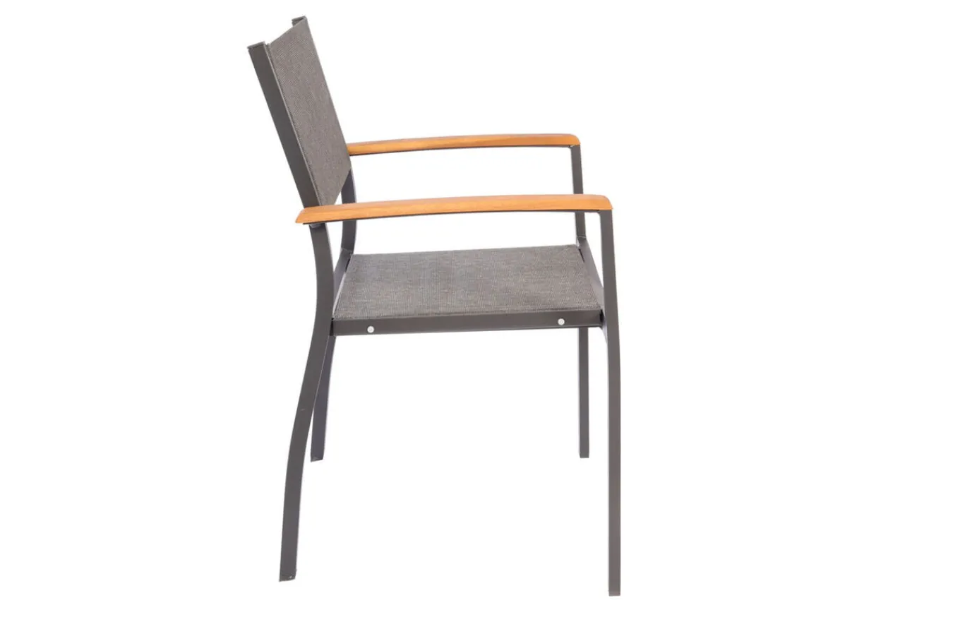 New Victoria Stapelsessel, anthrazit/grau, Alu/Textilene/Akazie, Hohe Belastbarkeit, zertifiziertes Material, FSC®-zertifiziertes Produkt Gartenstühle & Gartensessel